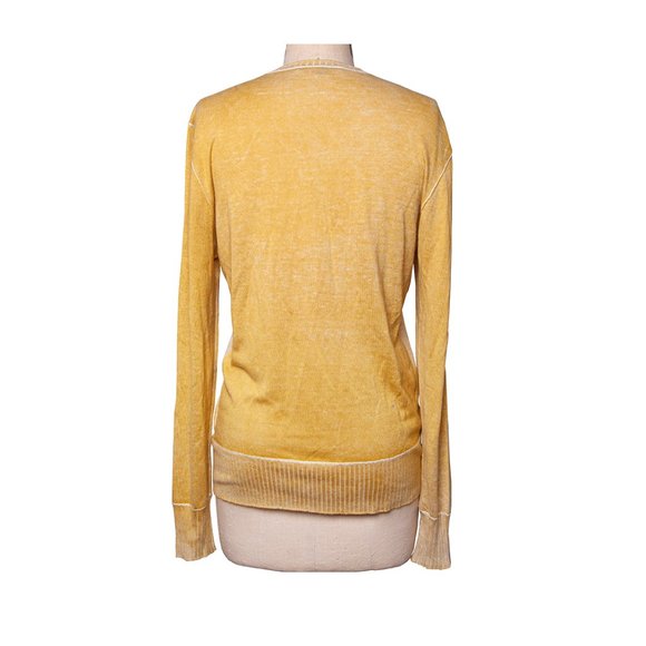 John Varvatos Men's Mustard Knit V-Neck Pullover Sweater Silk & Cashmere Size M - Picture 5 of 7
